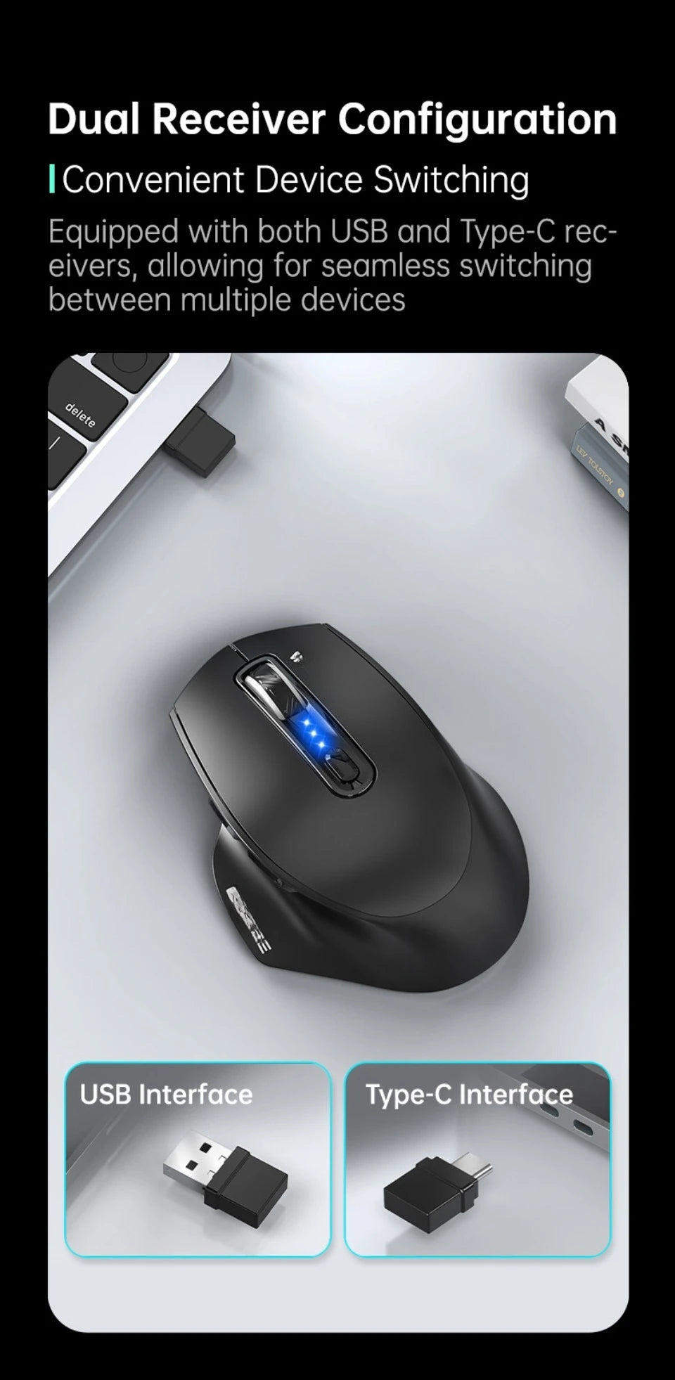 USB Wired Mouse RGB Backlight Silent Ergonomic Adjustable DPI for Desktop Laptop PC Office Gaming Home Daily Working Use