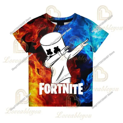T-shirt Fortnite para Crianças Banana Peely, T-shirt para Homem e Mulher, T-shirt Battle Royale, Top de Verão Harajuku