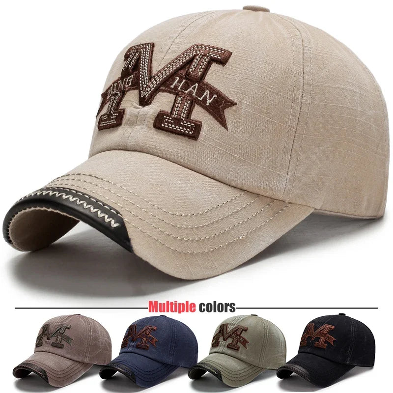 Spring and Autumn Washed Hats Mens Casual Old Baseball Caps Outdoor Embroidered Sun Hats