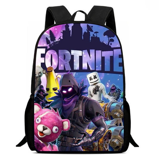 Fortnite Cartoon 15-inch Lightweight Backpack With Adjustable Shoulder Straps Kids Daily School Bag For Boys Girls Age 5-9