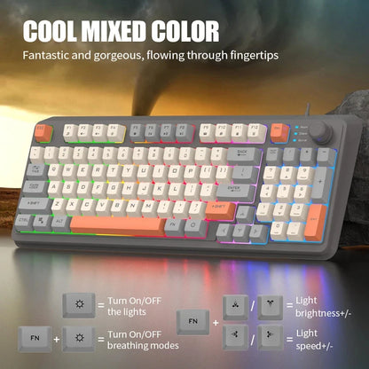 K82 Gaming Keyboard Glows Wired USB Desktop PC/Notebook Available 19-key punchless knob to adjust volume