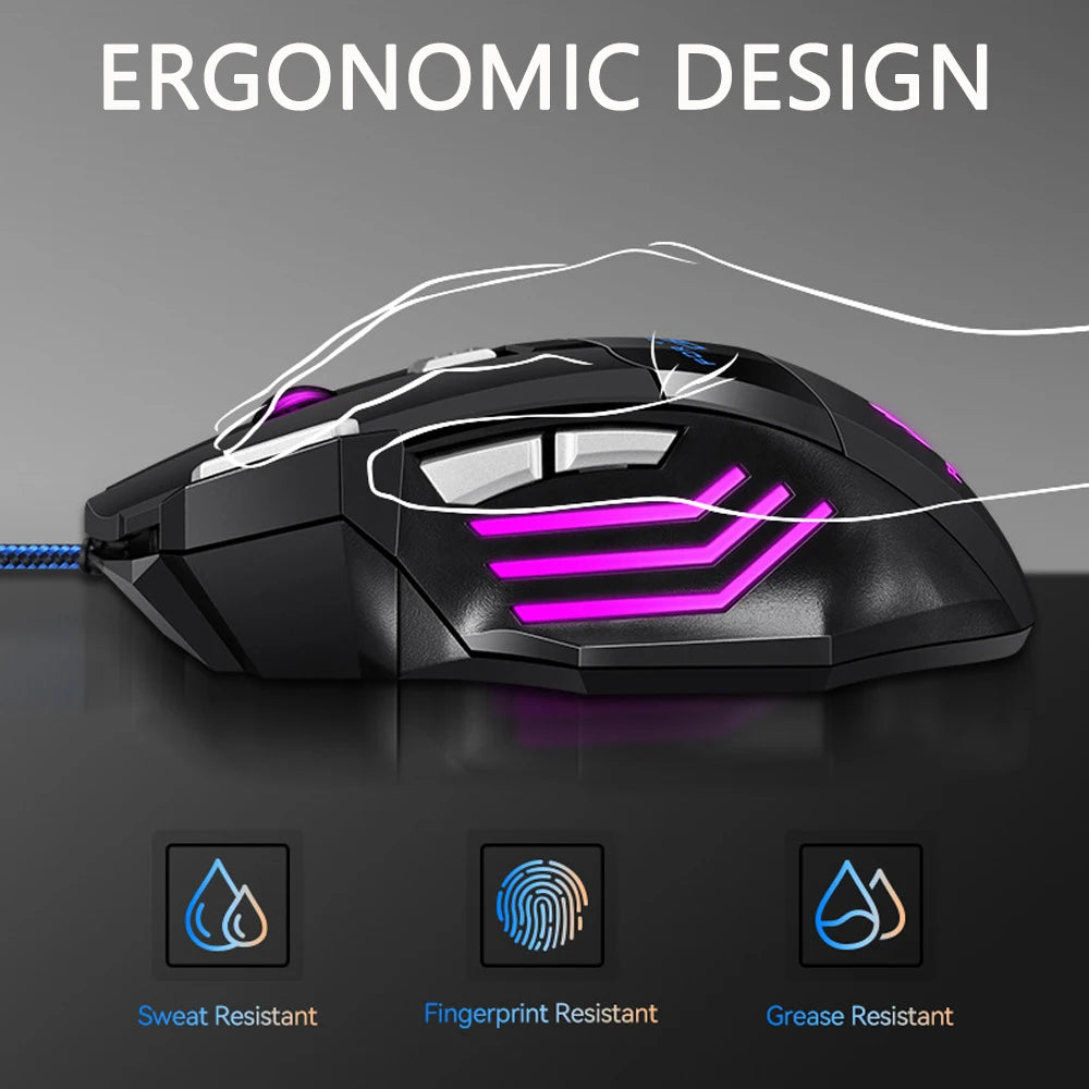 USB Wired Mouse 7 Button 2400DPI Gaming Mouse RGB Breathing Light Mecha Mice Ergonomic Optical Office Mice For Desktop Laptop