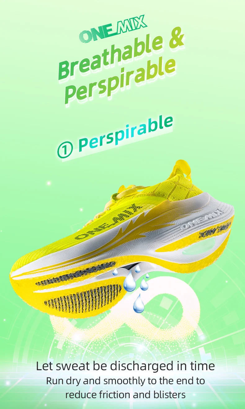 ONEMIX Carbon Fiber Plate Running Shoes Traction Shock Absorption Professional Marathon PB Racing Sports Trainers