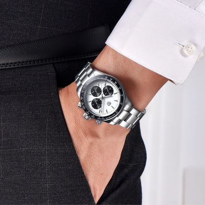 Rolls Timi Panda Men’s Watches – Quartz chronograph, luxury model, sapphire crystal with anti-reflective coating, water-resistant, sporty style