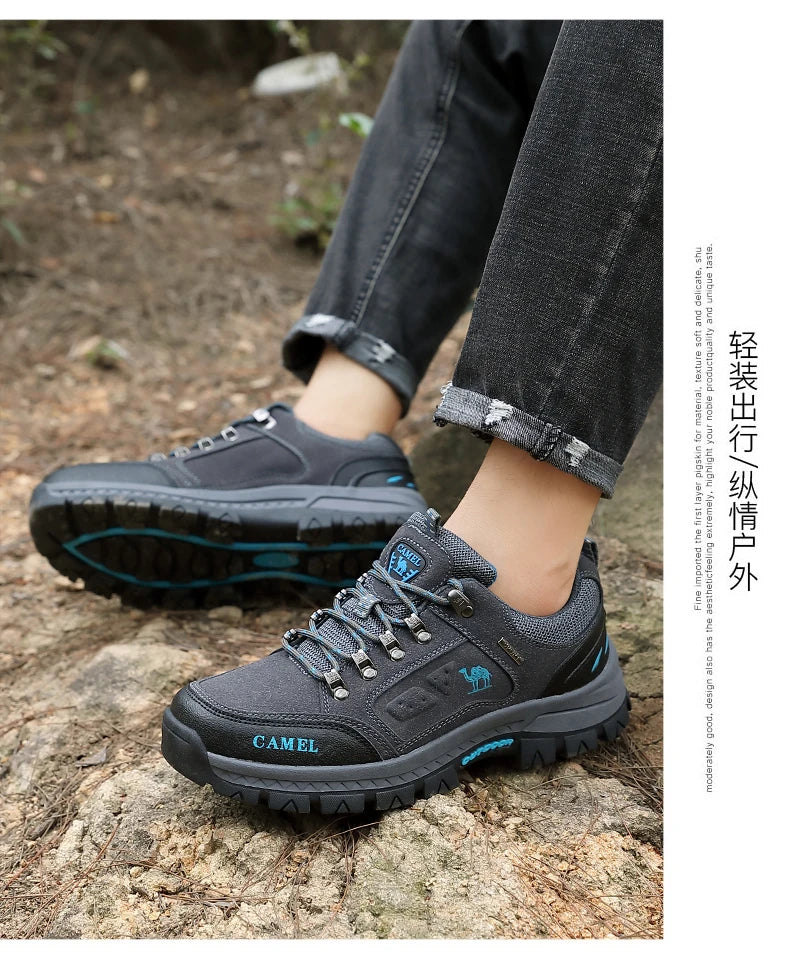 Classic Black Men's Hiking Shoes Outdoor Low Climbing Walking Shoes For Men Trekking Sneakers Non-Slip Mountaineering Shoes Man