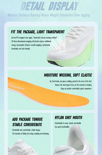 IRUNSVAN Carbon Fiber Sneakers für Einsteiger/Fortgeschrittene, atmungsaktive und bequeme Trainings-Laufschuhe mit dicker Sohle, unisex 130