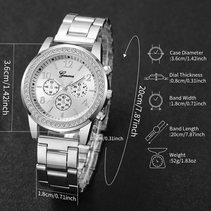 5PCS Luxury Diamond Women Watches Bracelet Set Ladies Arabic Dial Quartz Wristwatches Reloj Mujer (Without Box)