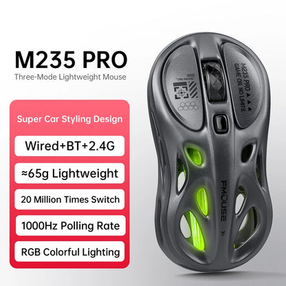 Mouse gaming RGB tri-mode wireless 2.4G, design gol și ușor, cu iluminare Chroma, cu fir și Bluetooth, controller mouse e-sports