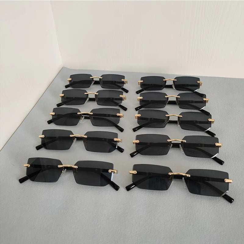 10 Pairs Per Set Wholesale Sunglasses For Women Fashion Rectangle Rimless Outdoor Eyewear Simple Casual Square Sun Glasses