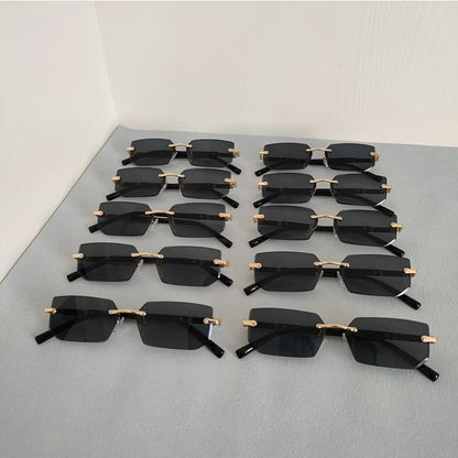 10 Pairs Per Set Wholesale Sunglasses For Women Fashion Rectangle Rimless Outdoor Eyewear Simple Casual Square Sun Glasses