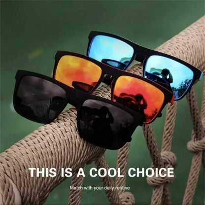 Black Polarized Square Sunglasses Men Women Fashion Classic Driving Shades for Outdoor Sports Cycling Travel Fishing Eyewears