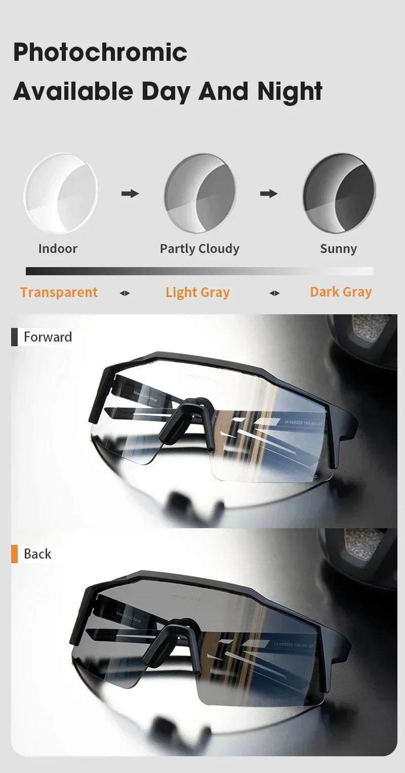 KAPVOE Photochromic Cycling Sunglasses for Men Glasses Fashion Mountain Bicycle Road Speed Cool Goggles Sports MTB Bike Eyewear