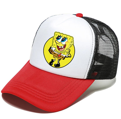 Cute SpongeBobs Baseball Cap Movie Cartoon Round Role Boy Girl Kids Adult Sport Casual Sunshade Adjustable Anime Peaked Mesh Hat