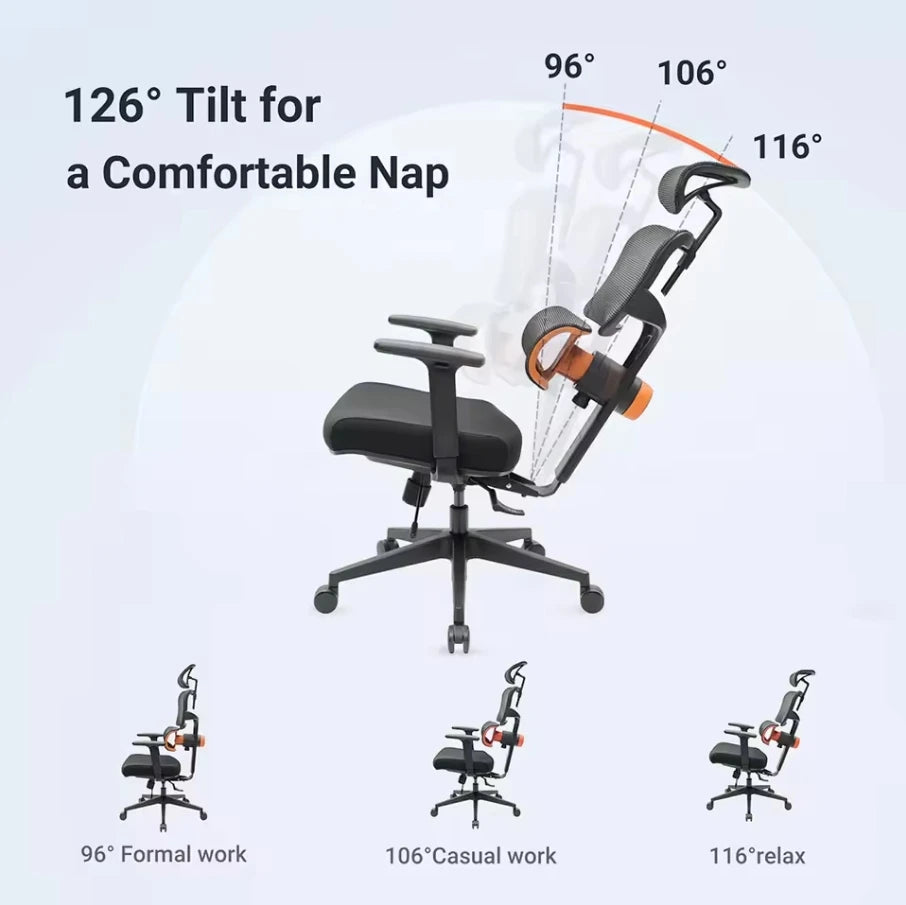 NEWTRAL NT001 Ergonomic Office Chair with Auto-Following Lumbar Support, 3 Recline Angle, Adjustable Backrest Armrest Headrest