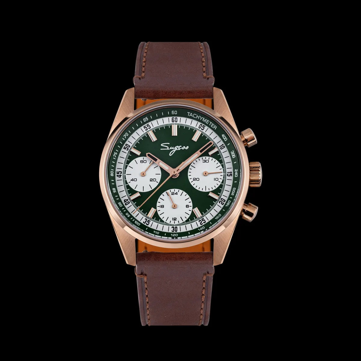 Sugess Mens Watch 38mm Chronograph Mechanical Wristwatches Tianjin Gooseneck Movement Sapphire Crystal Roulette Dial S465 new