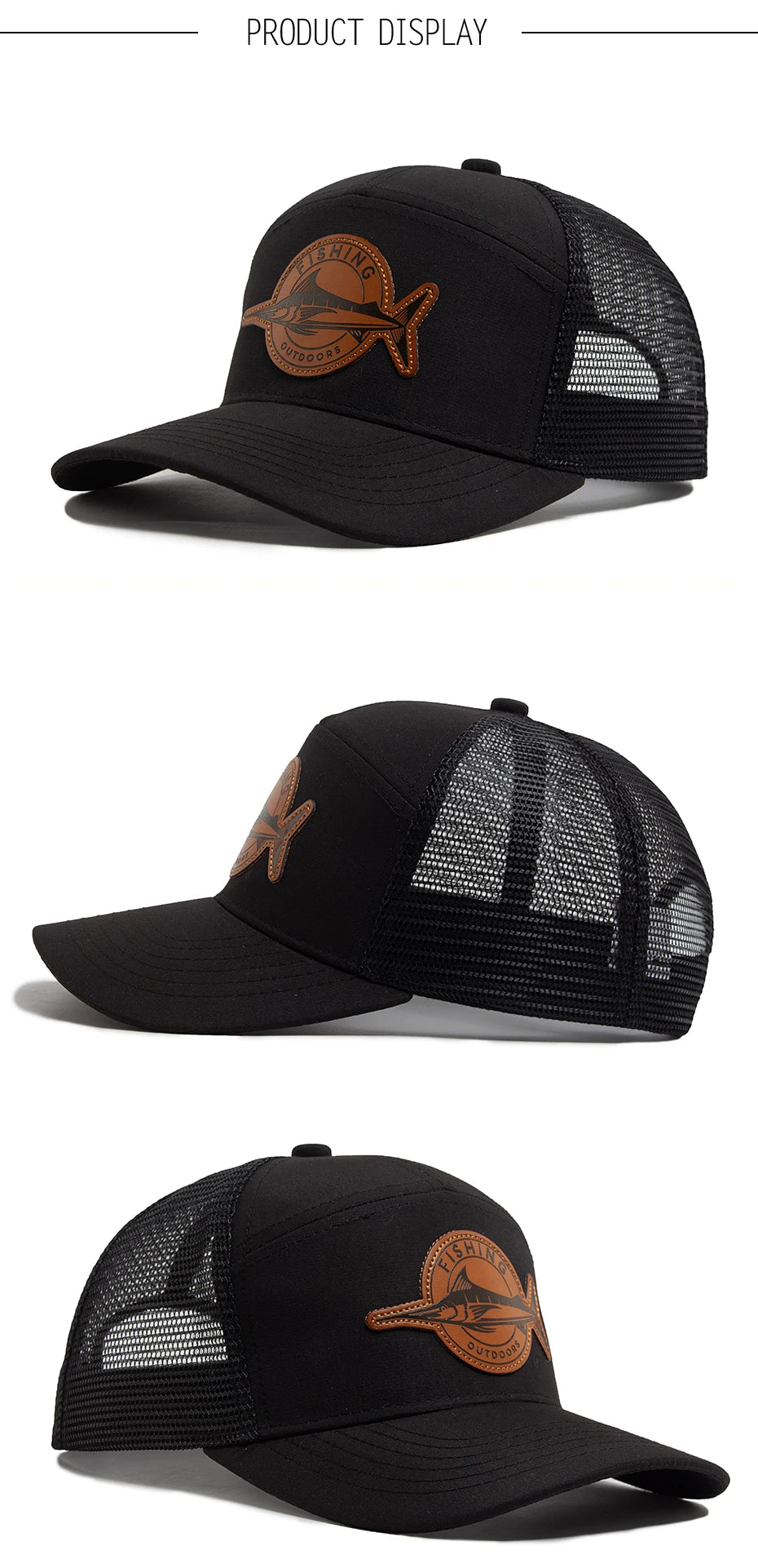 Shark Leather Label férfi baseball sapka, alkalmi, 7 panelos stílusú trucker sapka, divatos hiphop hálós sapka, nyári női napellenzős sapka, unisex