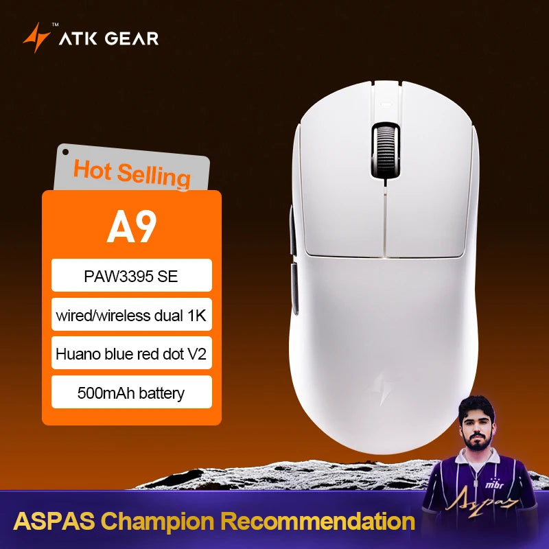 ATK Dragonfly A9 Ultra bežični gaming miš PAW3950 ultra lagan, tromodalni, ergonomski e-sports miš za igrače FPS igara A9 SE Plus