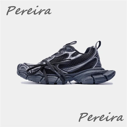 Streetstyle herensneakers met dikke zool, nieuwe gemengde kleuren, vetersluiting, casual koppelschoenen, comfortabel en ademend, voor hardlopen en wandelen