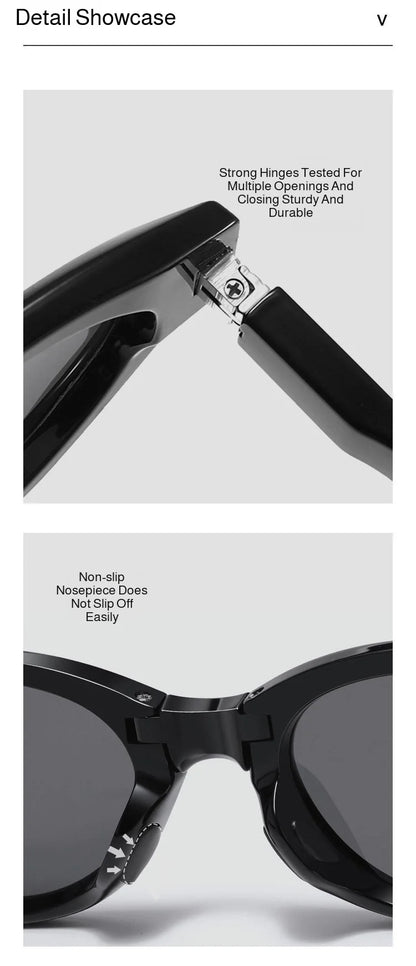 Minimalist Oval Cat-eye Glasses Women's Fashion Outdoor Folding Sunglasses Sun Shading UV Sunscreen Glasses Stylish Accessory