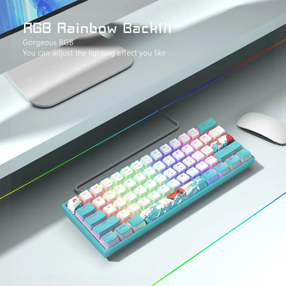 Womier WK61 Mechanical Keyboard RGB Wired Gaming Keyboard Hot-Swappable Blue Sea Theme with PBT Keycaps for Windows PC Gamers