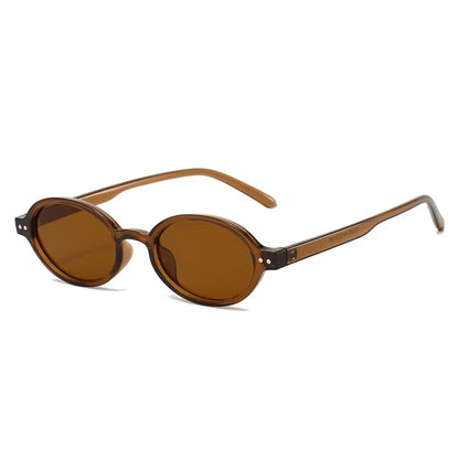 SO&EI Retro Small Oval Sunglasses Women Fashion Rivets Leopard Men Punk Shades UV400 Sun Glasses