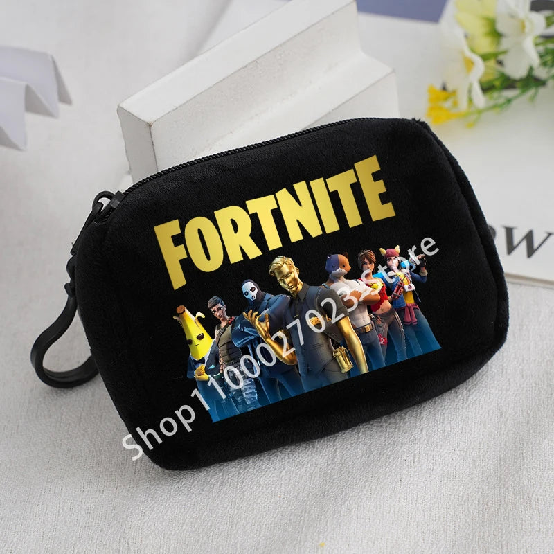 Portamonete in peluche Fortnite per bambini e bambine, portafoglio portatile carino e alla moda, borsa porta carte d’identità in stile cartoon e anime, regalo di compleanno per bambini