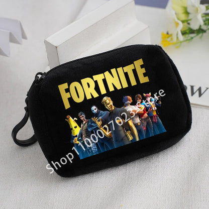 Portamonete in peluche Fortnite per bambini e bambine, portafoglio portatile carino e alla moda, borsa porta carte d’identità in stile cartoon e anime, regalo di compleanno per bambini
