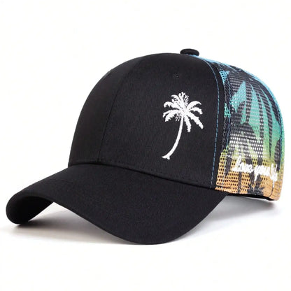 Men's Sun Protection Casual Mesh Cap Coconut Tree Truck Driver Hat gorras de béisbol moto gp baseball caps for men