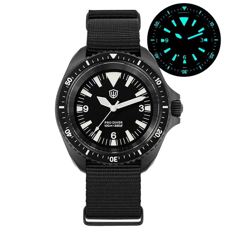 Watchdives WD1980 V3 Quartz Watch VH31 Sweep Movement Sapphire Vintage Watch 100m Waterproof Stainless Steel Luminous Mens Watch