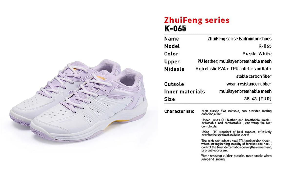 Chaussures de badminton Kawasaki Chaussures de tennis de table professionnelles anti-torsion pour femmes K-065D
