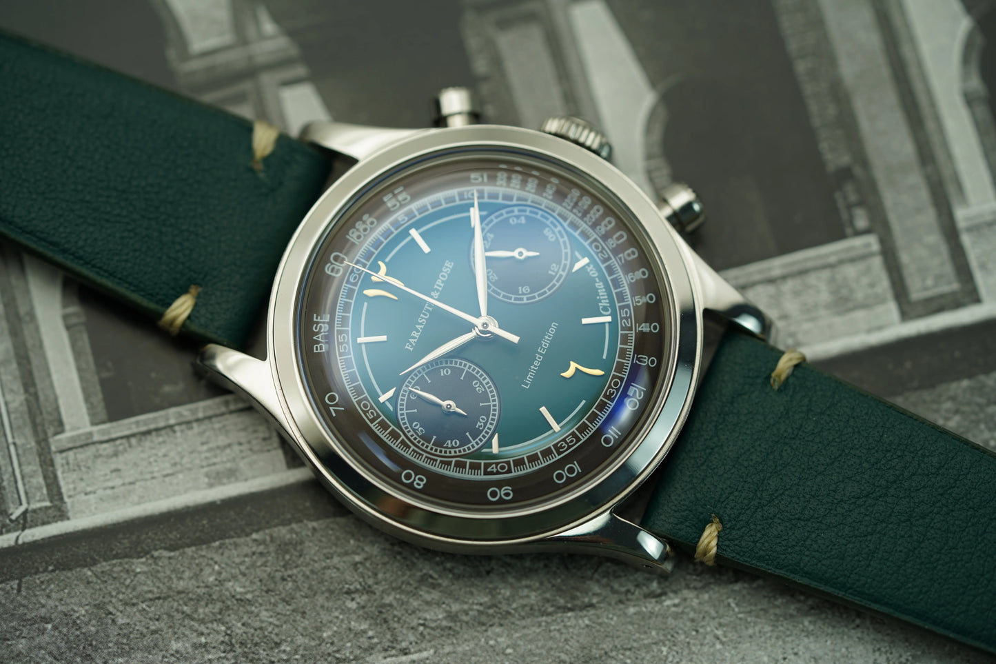 FARASUTE Retro Japan VK64 Quartz Movement Chronograph Wristwatch For Male Fashion Sapphire Sports Watches Men Clock reloj hombre