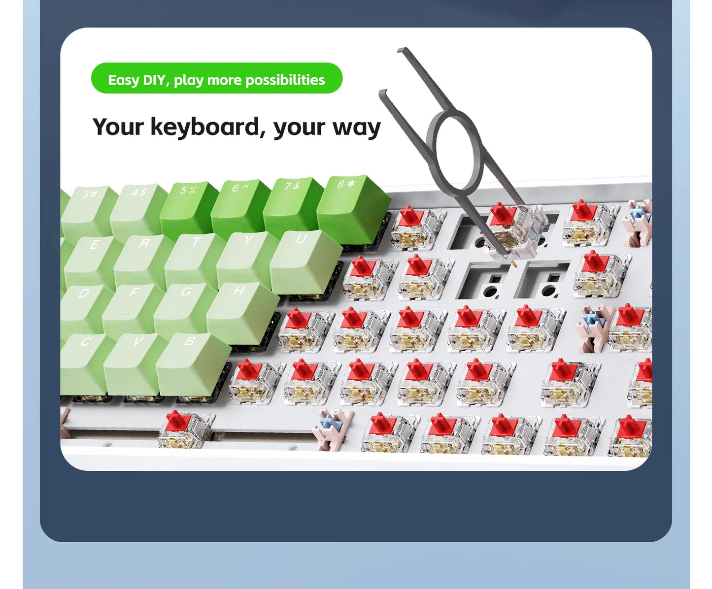 K68 68Key Wireless Mechanical Keyboard Tri-mode Connection, Full Key Hot Swap, RGB lighting Effects, L