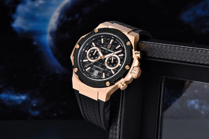Quartzhorloges voor heren van PAGANI DESIGN – Luxe sportchronograaf, waterdicht, voorzien van lichtgevende wijzers en een saffierglas met antireflectiecoating