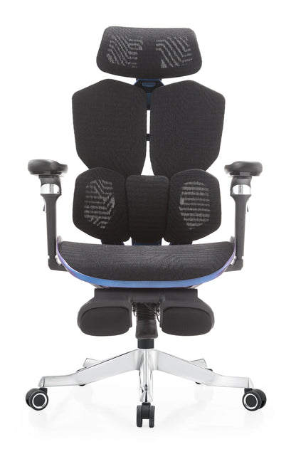 Chaise de bureau ergonomique de gaming à dossier haut en mesh noir, avec accoudoirs réglables 6D, inclinable et repose-pieds, pour le bureau et le gaming