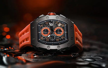 Reloj TSAR BOMBA para hombre, marca de lujo, diseño tonneau, impermeable, de acero inoxidable, reloj de pulsera de moda rectangular para hombre