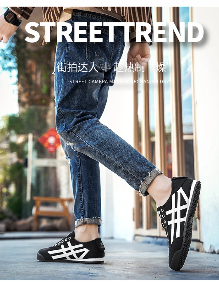 Men's Classic Running Shoes Lace Up Flat Bottom Sports Shoes Soft Sole Walking Gym Breathable Couple Casual Canvas Tennis Shoes