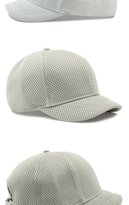 HT4828 Casquette de baseball à visière courte de 5 cm pour homme, 6 panneaux, en maille respirante, style « trucker », pour hommes et femmes, unie, à fermeture à pression