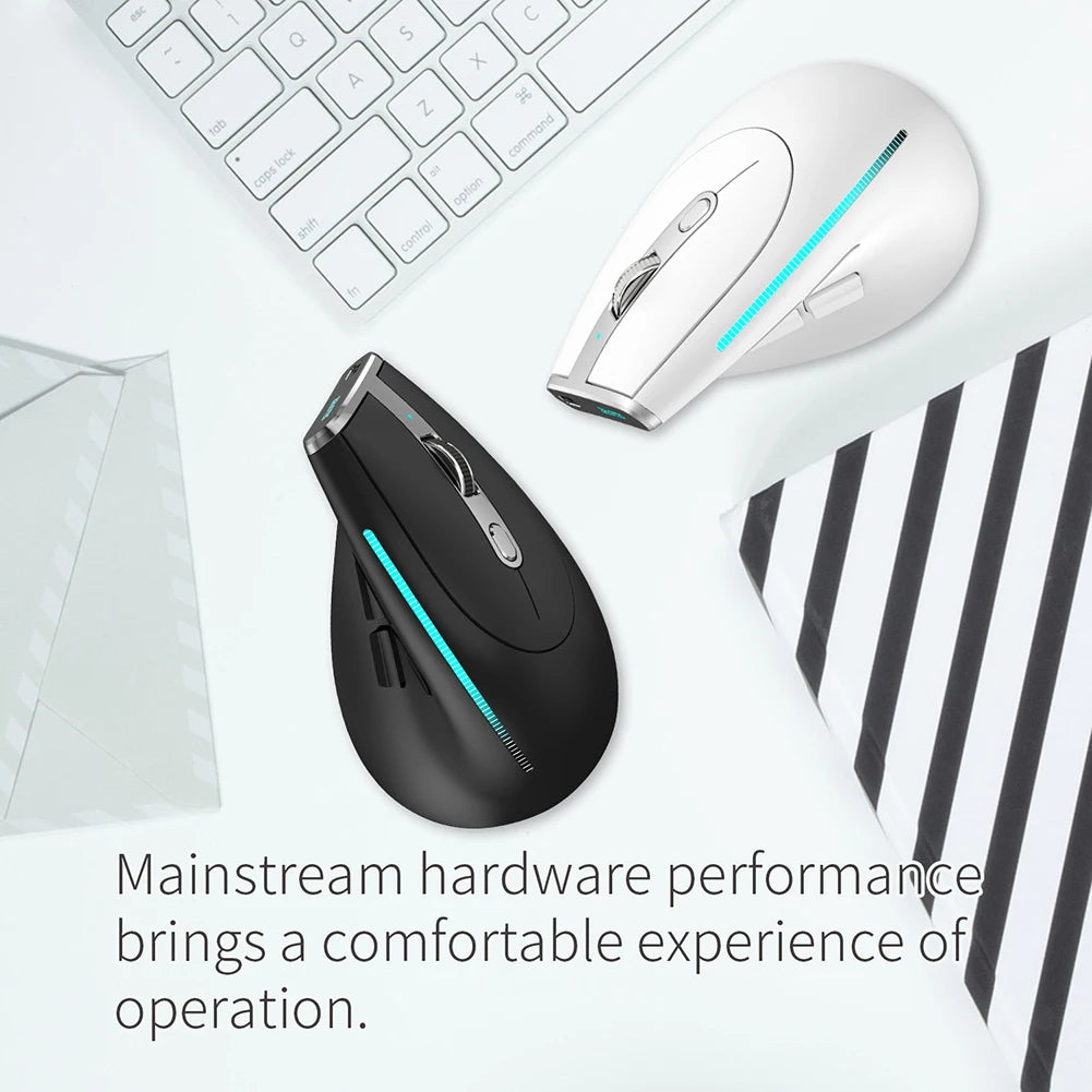Mouse verticale ergonomico F-36 2.4G+BT1+BT2 wireless per mano destra e sinistra, mouse da gaming ottico USB per computer e laptop