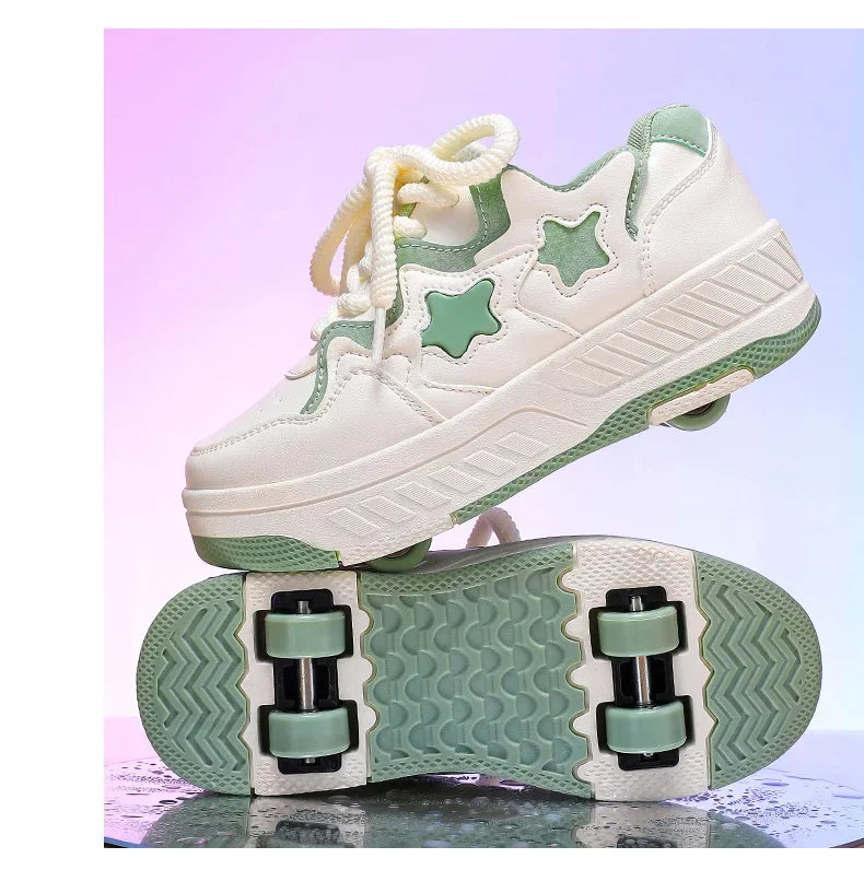 Kids Roller Skate Shoes - Rechargeable Wheels Fashion Color Shiny Birthday for Boys and Girls Two-in-one Casual Shoes