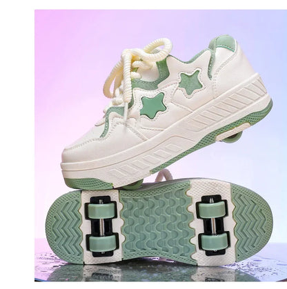 Kids Roller Skate Shoes - Rechargeable Wheels Fashion Color Shiny Birthday for Boys and Girls Two-in-one Casual Shoes