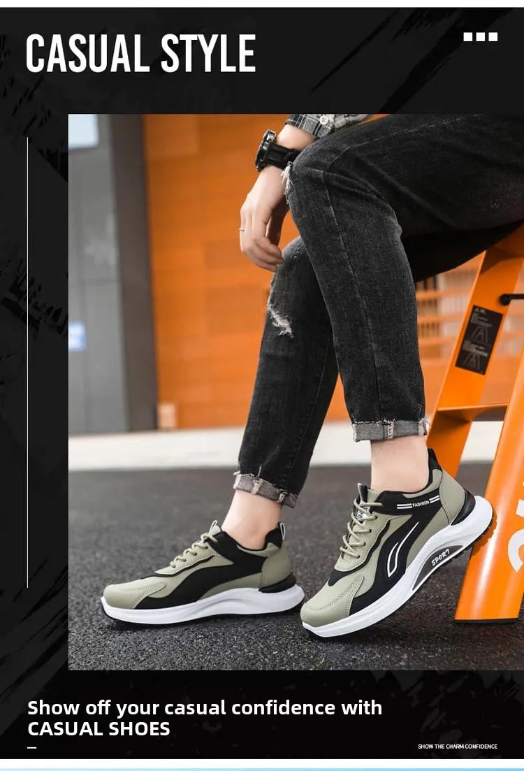 Modne męskie buty sportowe w koreańskim stylu, sznurowane, casualowe, do biegania, wygodne, oddychające, z grubą podeszwą