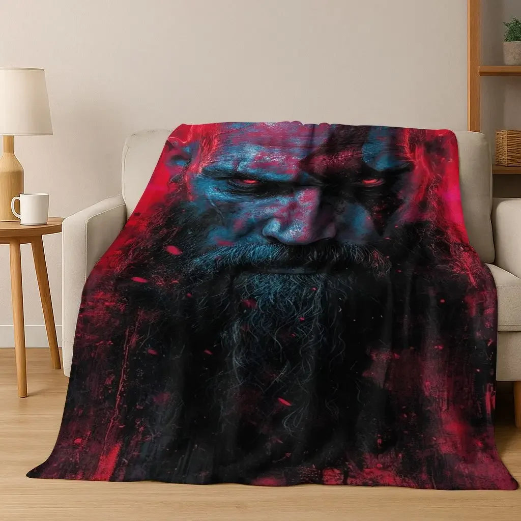 A Classics God of War Kratos Gamer Flannel Throw Blanket Soft Cozy Warm for Home Bedroom Bed Sofa Gift
