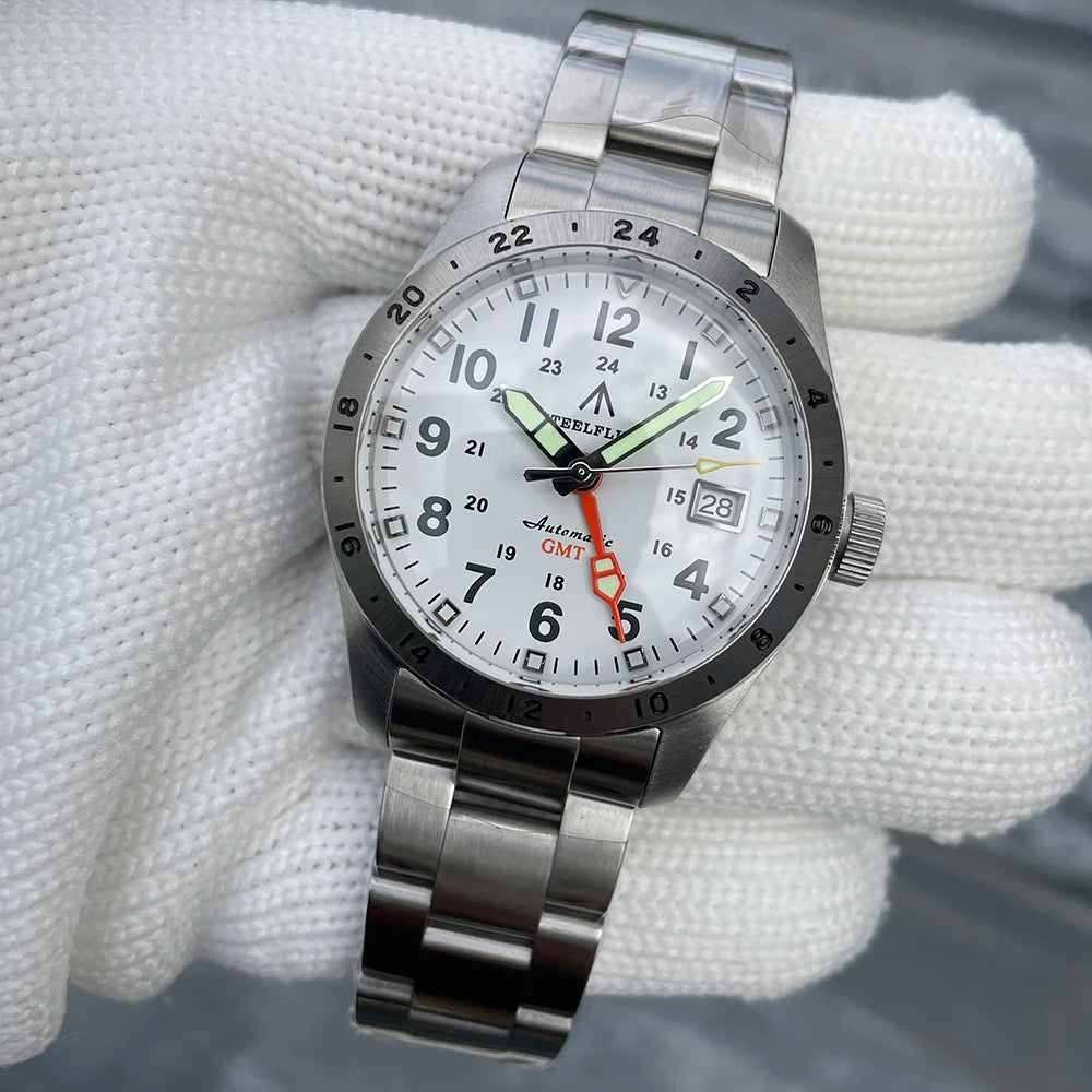 STEELFLIER Ufficiale SF792 GMT Orologio da polso meccanico Movimento NH34 Super BGW9 C3 Luminoso Impermeabile fino a 200 m Orologio da immersione di lusso da uomo