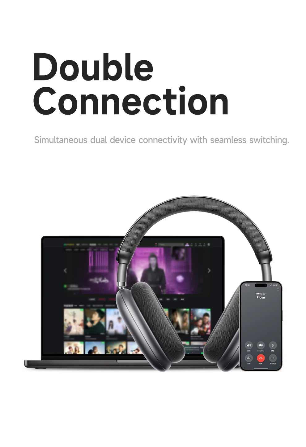 Auriculares inalámbricos Picun F8 Pro ANC con seguimiento de cabeza, audio espacial 3D, ANC -52dB, sonido HIFI, Bluetooth, micrófono HD ENC, baja latencia y APP