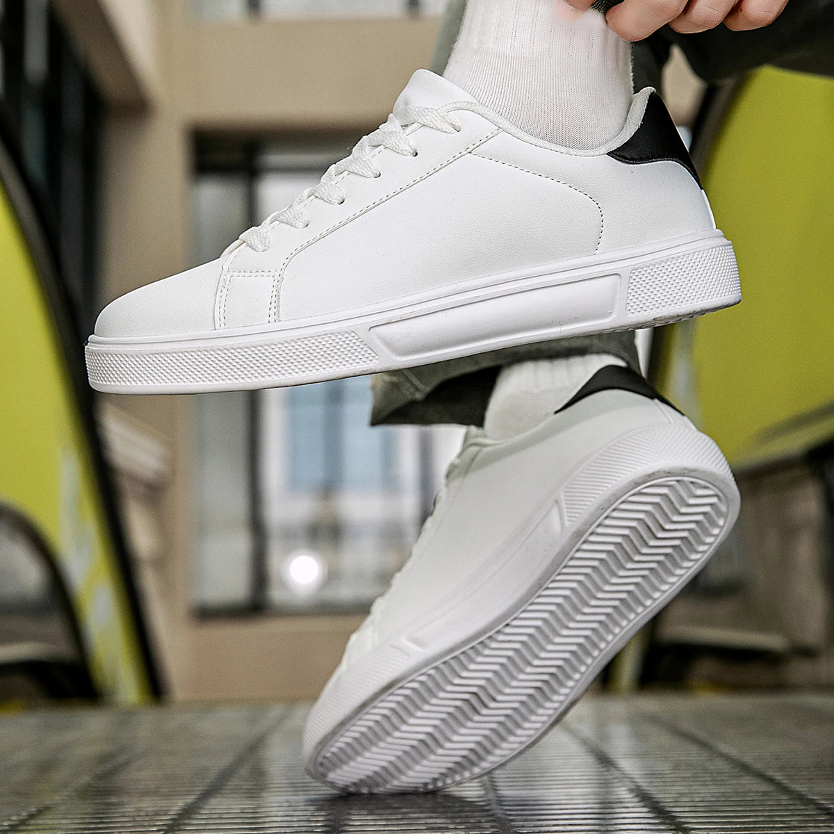 Sapatos de couro sintético para homem, ténis, sapatos casuais da moda, calçado de lazer para homem, ténis masculinos, calçado vulcanizado para homem, sapatos para casal, sapatos para mulher