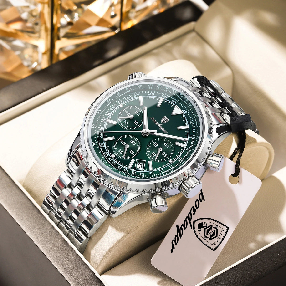 POEDAGAR: relojes de lujo para hombre. Cronógrafo con fecha, de acero inoxidable. Reloj deportivo para hombre, resistente al agua y con luminiscencia. Reloj de cuarzo de estilo militar para hombre.