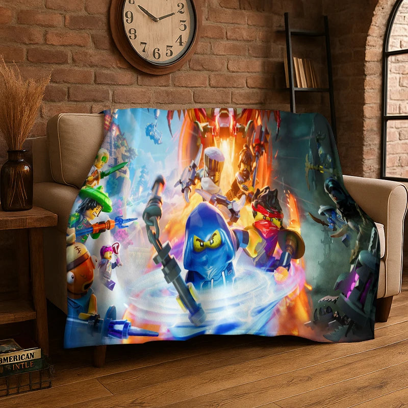 Cartoon-F-Fortnite-Gamer-Flanelldecke – weiche, warme Kuscheldecke für Schlafzimmer, Wohnzimmer, Bett, Reisen, Camping, Picknick und als Geschenk