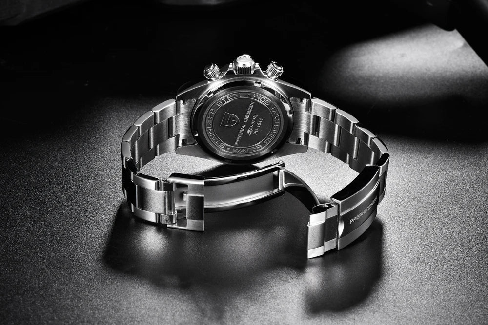 PAGANI DESIGN herenhorloge – Model met gekleurde wijzerplaten, luxe quartz-polshorloge, chronograaf met een uurwerk