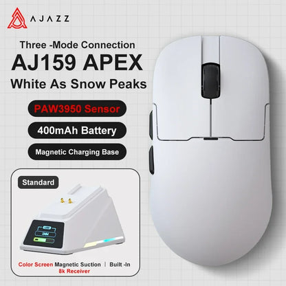 Ajazz AJ159 PRO/APEX Gaming-Maus 8000Hz Abtastrate Paw3950 Farbdisplay Magnetischer Standfuß AJ159P Büro & Gaming