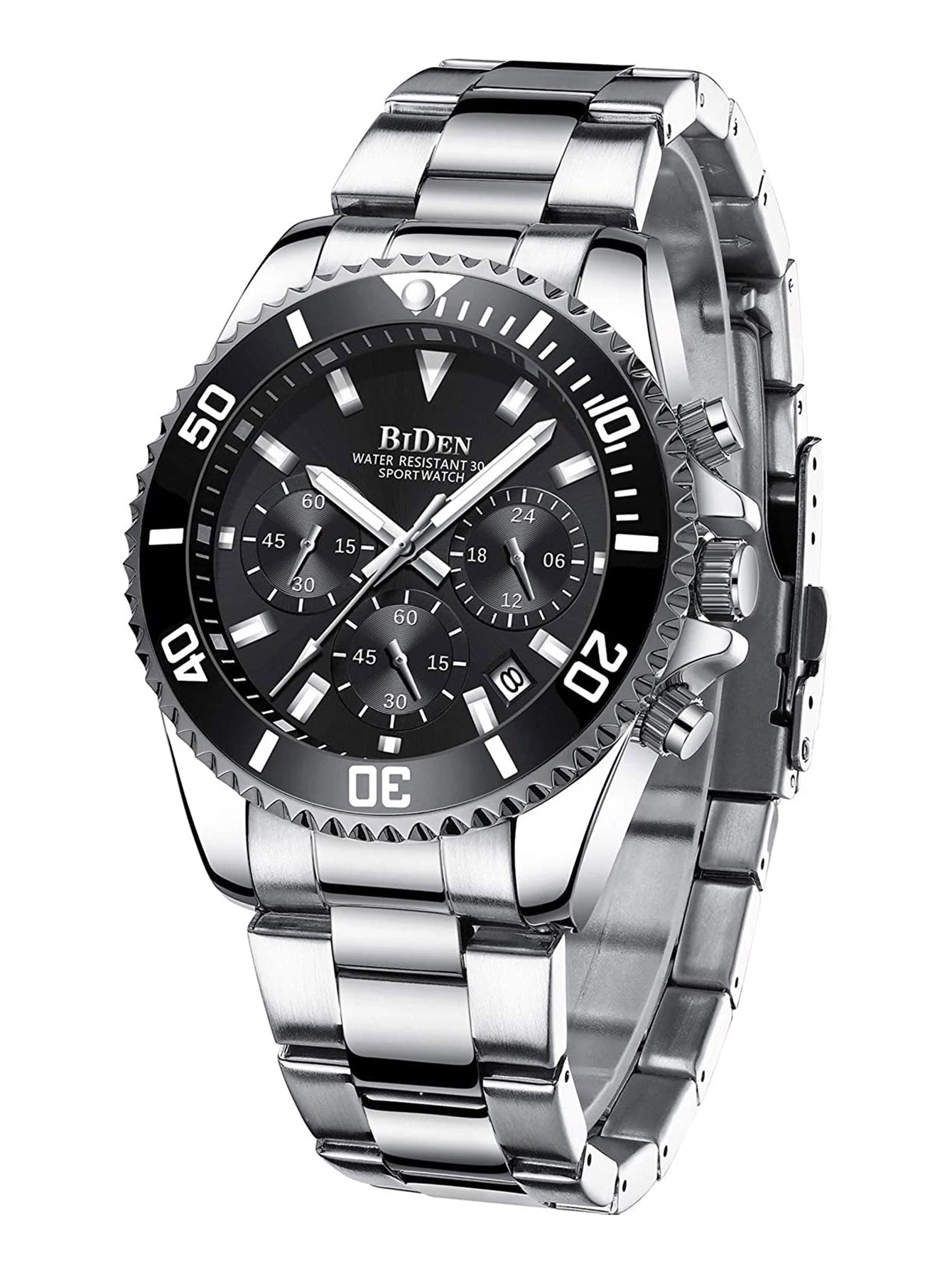 BIDEN Multi functional men's quartz watch luxury waterproof night light business style diving series casual fashion watch